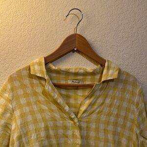 Madewell gingham button shirt.